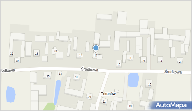 Trkusów, Środkowa, 12, mapa Trkusów