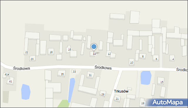 Trkusów, Środkowa, 14, mapa Trkusów