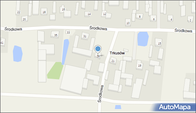 Trkusów, Środkowa, 29, mapa Trkusów