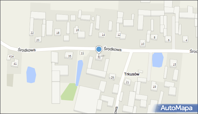 Trkusów, Środkowa, 31, mapa Trkusów