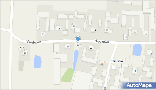 Trkusów, Środkowa, 33, mapa Trkusów