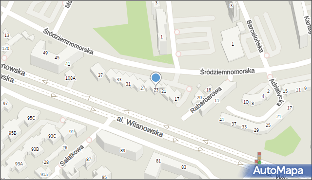 Warszawa, Śródziemnomorska, 23, mapa Warszawy