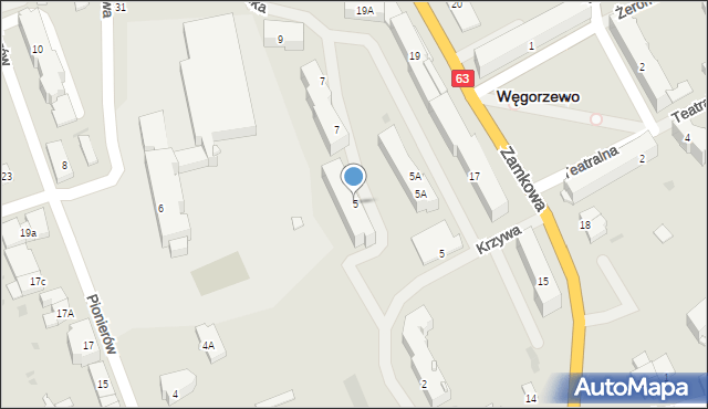 Węgorzewo, Śródmiejska, 5, mapa Węgorzewo