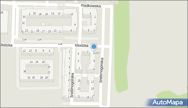 Wrocław, Srebrnogórska, 7, mapa Wrocławia