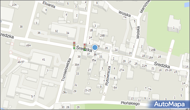 Wrocław, Średzka, 35, mapa Wrocławia