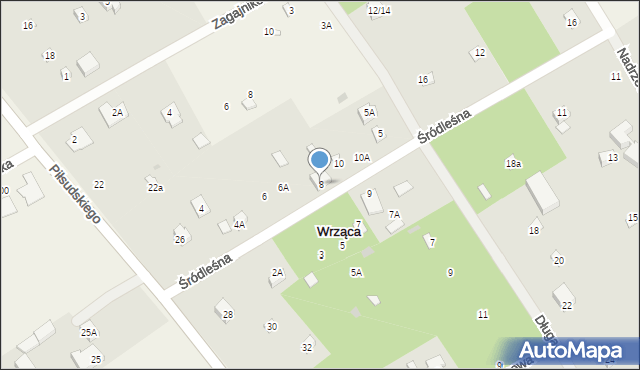 Wrząca, Śródleśna, 8, mapa Wrząca