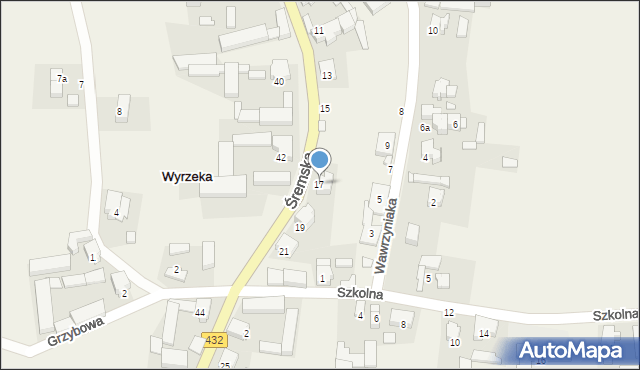 Wyrzeka, Śremska, 17, mapa Wyrzeka