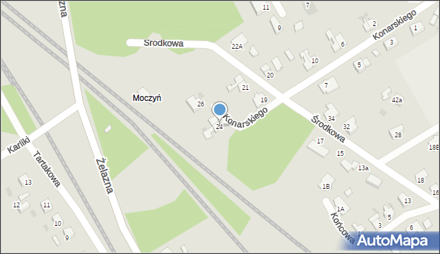 Żagań, Środkowa, 24, mapa Żagań