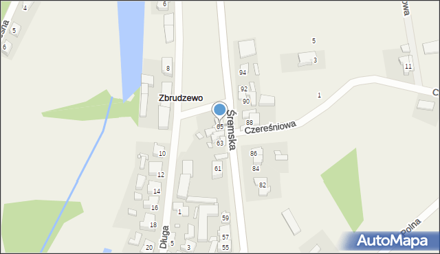 Zbrudzewo, Śremska, 65, mapa Zbrudzewo