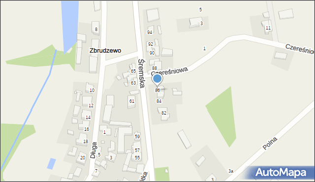 Zbrudzewo, Śremska, 86, mapa Zbrudzewo