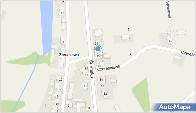 Zbrudzewo, Śremska, 90, mapa Zbrudzewo