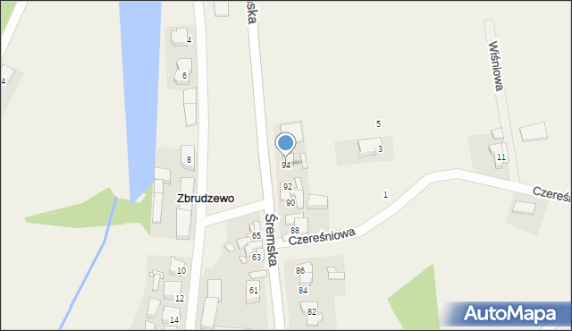 Zbrudzewo, Śremska, 94, mapa Zbrudzewo