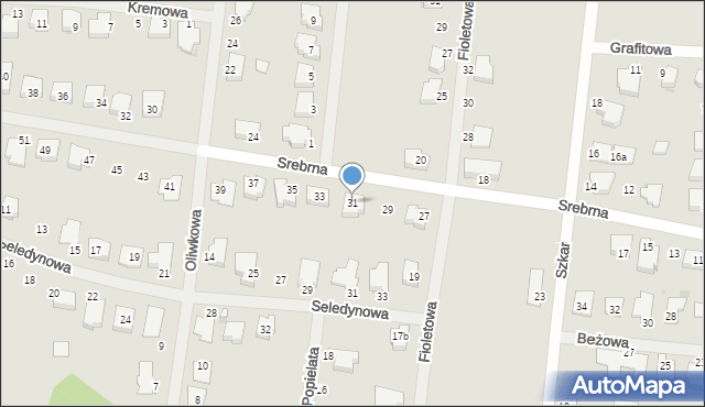Zielona Góra, Srebrna, 31, mapa Zielona Góra