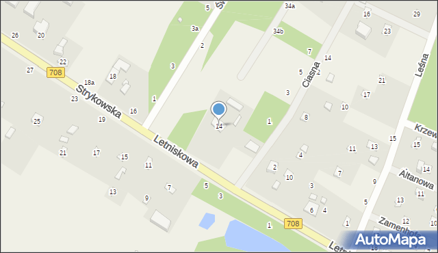 Anielin Swędowski, Strykowska, 14, mapa Anielin Swędowski