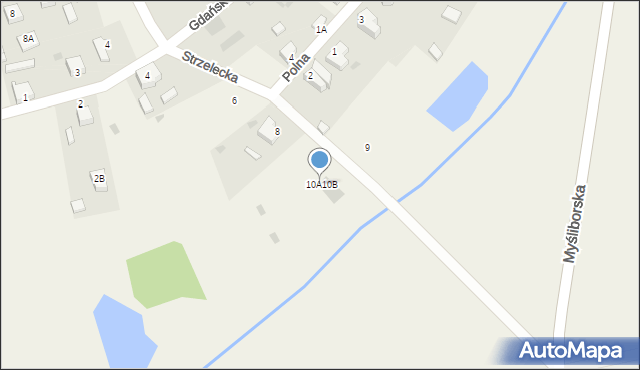 Banie, Strzelecka, 10A10B, mapa Banie