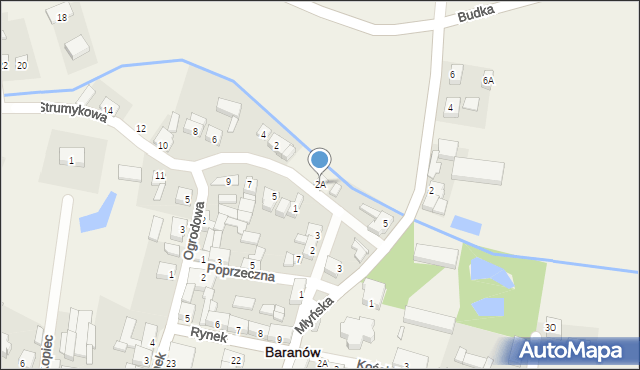 Baranów, Strumykowa, 2A, mapa Baranów