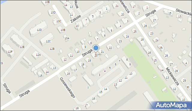 Bartoszyce, Struga, 20, mapa Bartoszyce