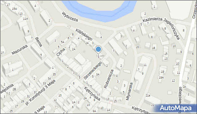 Bartoszyce, Strzeleckiego Pawła, 1, mapa Bartoszyce