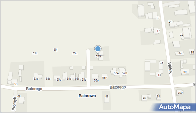 Batorowo, Stefana Batorego, 55G, mapa Batorowo