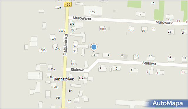 Bełchatów, Stalowa, 4, mapa Bełchatów