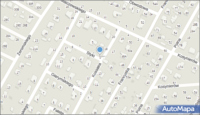 Biała Podlaska, Styki Jana, 1, mapa Białej Podlaskiej