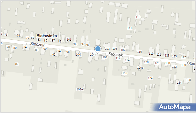 Białowieża, Stoczek, 106, mapa Białowieża