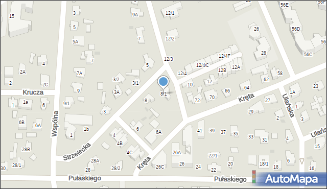 Białystok, Strzelecka, 8/1, mapa Białegostoku