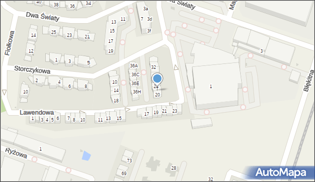 Bielany Wrocławskie, Storczykowa, 22, mapa Bielany Wrocławskie