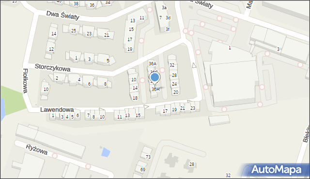 Bielany Wrocławskie, Storczykowa, 36H, mapa Bielany Wrocławskie