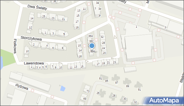 Bielany Wrocławskie, Storczykowa, 36I, mapa Bielany Wrocławskie