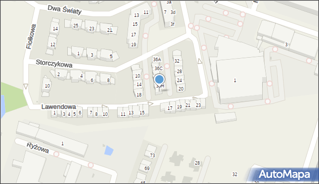 Bielany Wrocławskie, Storczykowa, 36J, mapa Bielany Wrocławskie