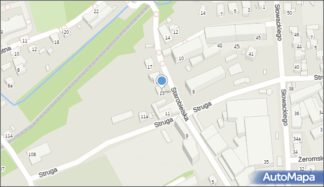 Bielsko-Biała, Starobielska, 13, mapa Bielsko-Białej