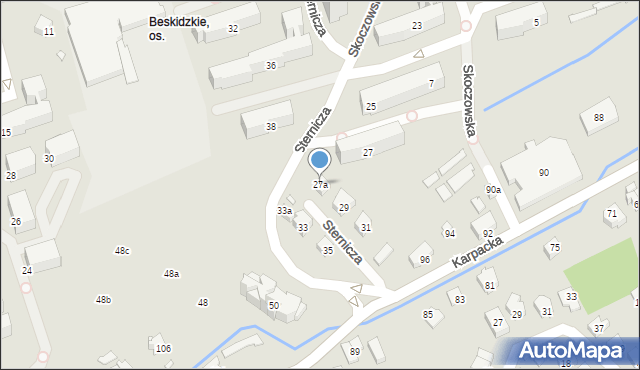 Bielsko-Biała, Sternicza, 27a, mapa Bielsko-Białej