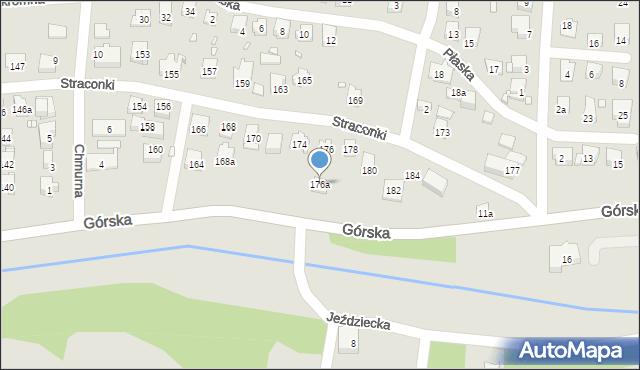 Bielsko-Biała, Straconki, 176a, mapa Bielsko-Białej