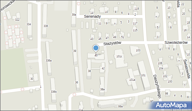 Bielsko-Biała, Stażystów, 40, mapa Bielsko-Białej