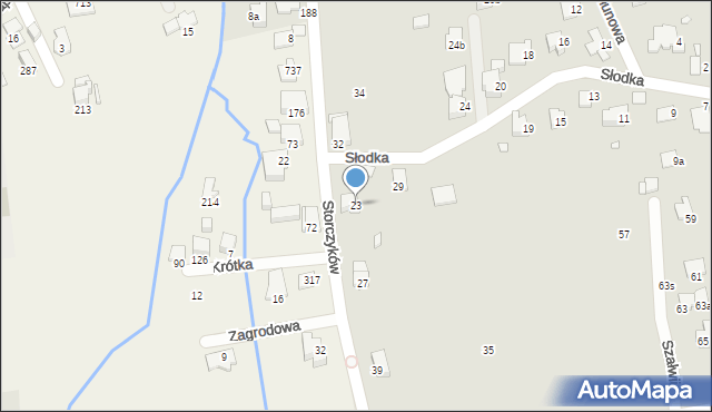 Bielsko-Biała, Storczyków, 23, mapa Bielsko-Białej