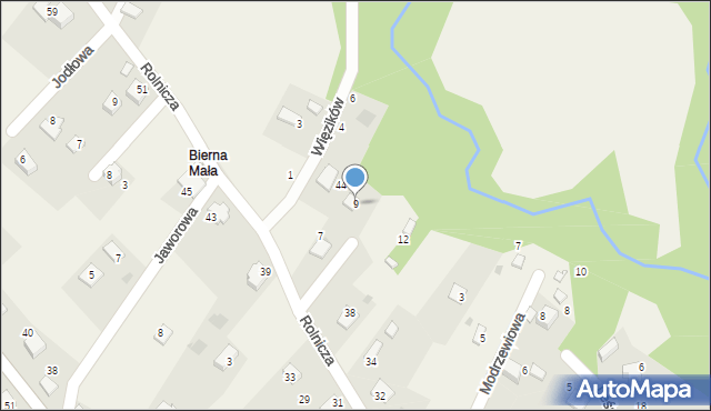 Bierna, Strażacka, 9, mapa Bierna