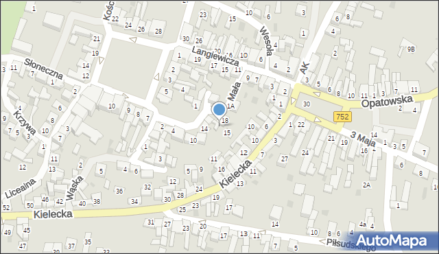 Bodzentyn, Straży Pożarnej, 22, mapa Bodzentyn