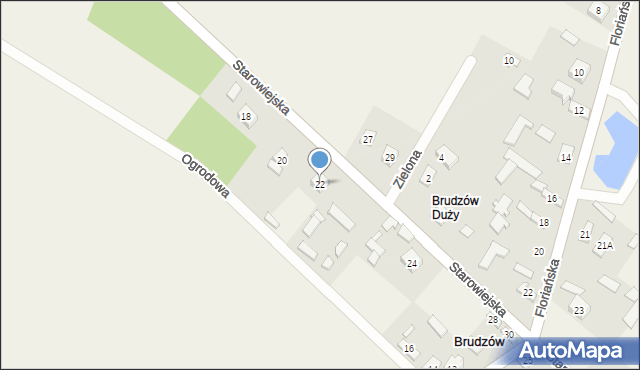 Brudzów, Starowiejska, 22, mapa Brudzów