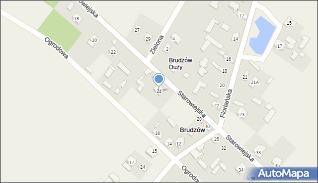 Brudzów, Starowiejska, 24, mapa Brudzów