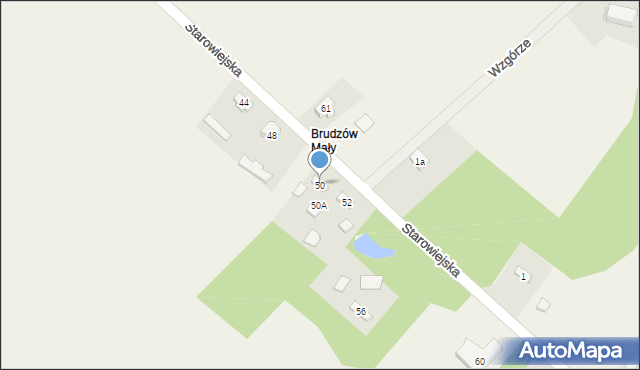 Brudzów, Starowiejska, 50, mapa Brudzów