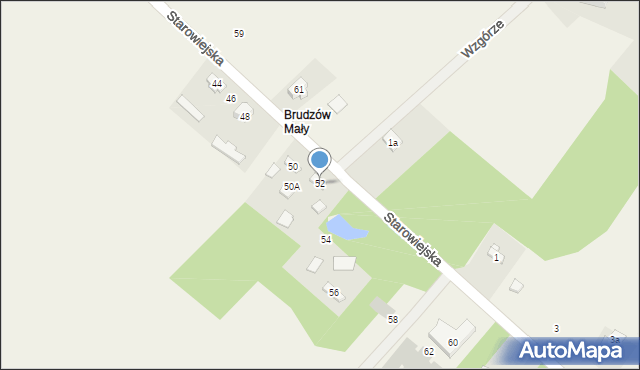 Brudzów, Starowiejska, 52, mapa Brudzów
