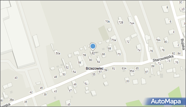 Brzesko, Starowiejska, 62, mapa Brzesko