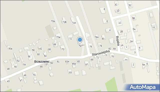 Brzesko, Starowiejska, 74, mapa Brzesko