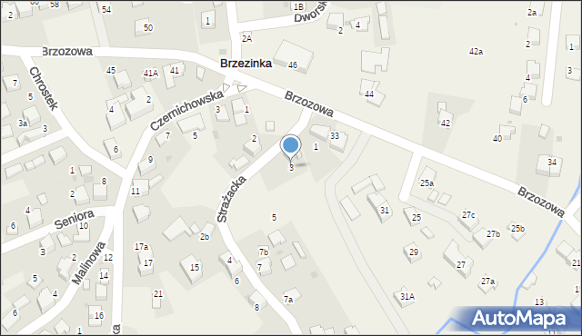 Brzezinka, Strażacka, 3, mapa Brzezinka