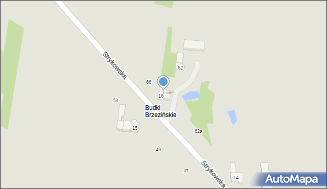 Brzeziny, Strykowska, 64, mapa Brzeziny