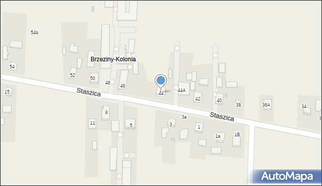 Brzeziny-Kolonia, Staszica Stanisława, 44, mapa Brzeziny-Kolonia