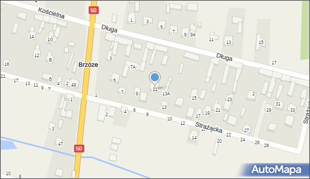 Brzóze, Strażacka, 11, mapa Brzóze