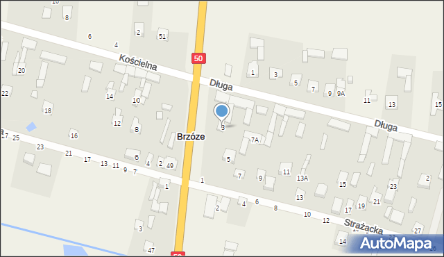 Brzóze, Strażacka, 3, mapa Brzóze