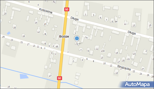 Brzóze, Strażacka, 5, mapa Brzóze